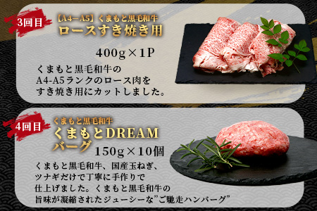 《12月終了》【定期便6回】くまもと黒毛和牛 家族でお楽しみ定期便 《 ロース すき焼き 焼肉 赤身 ハンバーグ10個 》【合計4.1kg】黒毛 和牛 焼き肉 すスキヤキ 焼き肉 上質 ブランド牛 国産 牛肉 冷凍 熊本県
