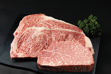 【定期便3回】熊本の牛肉 堪能 ＜黒毛和牛・あか牛＞プレミアムステーキ 食べ比べ定期便