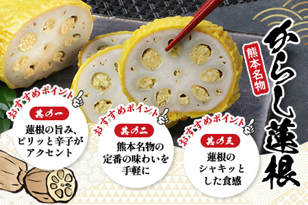 【熊本名物】あらたけの からし蓮根 3本セット (約200g×3本) 辛子 レンコン れんこん 熊本県 特産 名産品 ピリ辛 滋養 多良木町 老舗 あらたけ蒲鉾店 102-0504 3本セット