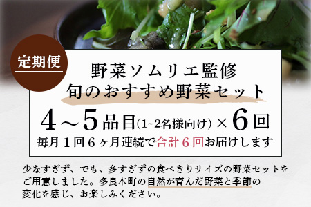 【定期便 6回】野菜ソムリエ 監修 旬の おすすめ 野菜 セット 4?6品 (1?2名様向け) 6回配送 数量限定 新鮮 野菜 セット 詰め合わせ 詰合せ 定期便 産地 直送 国産 季節の野菜 ひとり 暮らし 夫婦 二人 024-0803
