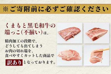 《12月終了》【訳あり】くまもと黒毛和牛 の 端っこ (不揃い) 切り落とし 切れ端 1kg 本場 熊本県 ブランド 牛 黒毛 和牛 上質 国産 牛肉 熊本県 大容量 冷凍 高級 113-0529