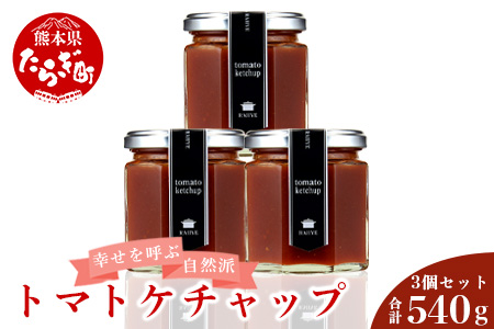 【無添加】 幸せを呼ぶ自然派 トマトケチャップ 計540g ＜180g × 3個＞ 無添加 トマト ケチャップ 贈り物 贈答 プレゼント 027-0052