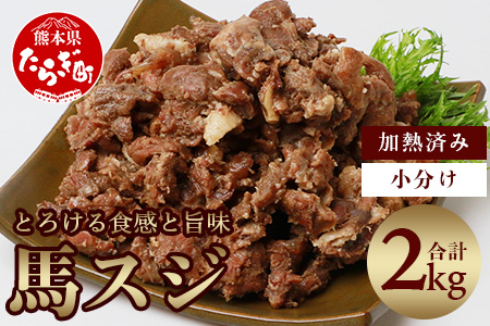 馬スジ 2kg ボイル済 馬肉 【 馬 スジ すじ 馬肉 ボイル 馬刺し すじ肉 馬すじ 加熱済 真空パック 真空 小分け 熊本県 熊本 多良木町 多良木 】 031-0097