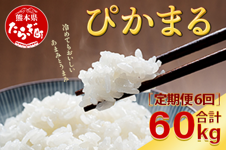 【R6年産米 定期便6回】多良木町産 『ぴかまる』 10kg(5kg×2)×6回 【計 60kg 】 定期便 定期配送 精米 お米 米 艶 粘り 甘み うま味 もちもち 熊本のお米 10キロずつ 60キロ 半年 毎月 熊本県 多良木町 044-0594
