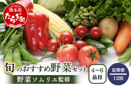 【定期便 12回】野菜ソムリエ 監修 旬の おすすめ 野菜 セット 4?6品 (1~2名様向け) 12回配送 数量限定 新鮮 野菜 セット 詰め合わせ 詰合せ 定期便 1年 産地 直送 国産 旬 野菜 ひとりぐらし 一人 暮らし 夫婦 二人 024-0804