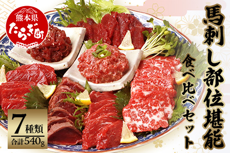 【年末配送】馬刺し 部位 堪能7種 食べ比べ ブロック 約540g 霜降り ユッケ 年内発送 年内配送 年末年始