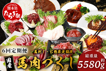 【定期便6回】馬肉づくし 「 馬刺し・お惣菜 定期便 」6回配送 本場 熊本県 馬さし 定期便 千興ファーム SQF 認証 安心安全 馬肉 ユッケ ハンバーグ カレー 新鮮 冷凍 ミシュラン 生食用 肉 菅乃屋 熊本