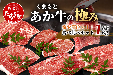 【エシカル和牛】あか牛の極み 希少部位入 食べ比べセット 【1kg】 モモ カタ トウガラシ バラ 焼肉 しゃぶしゃぶ すき焼き 熊本 あか牛 牛肉 赤身 和牛 国産 1キロ 033-0505