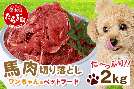 ペットフード 熊本加工 馬肉 切り落とし 【2kg】 ドッグ フード 無添加 無香料 ヘルシー 高栄養 馬刺し 冷凍 2キロ お肉専門店 熊本県 国内加工 041-0505