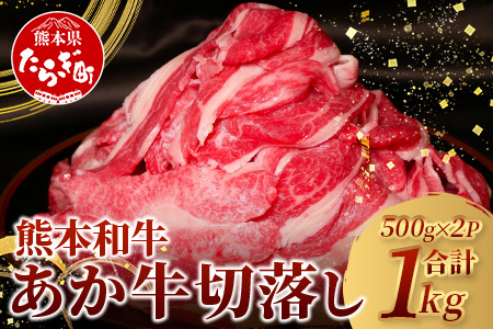  【年内お届け】あか牛 切り落とし 1kg （500g×2）※12/18-28発送※ 熊本県産 あか牛 牛肉 バラ 大容量 肉 熊本産 国産牛 和牛 赤身 ヘルシー