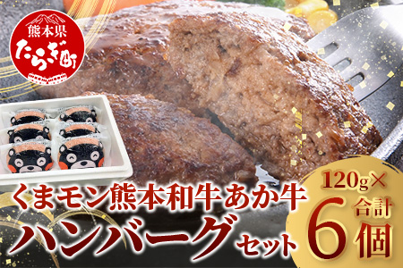 熊本県産 あか牛 100％ ハンバーグ 120g×6個 セット くまモン パッケージ 牛肉 くまモン ハンバーグ あか牛 牛肉 肉 熊本産 国産牛 和牛 クリスマス ギフト 通常発送