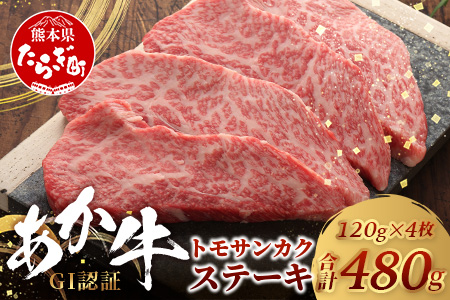 【GI認証】くまもとあか牛 トモサンカク 120g×4枚【合計 480g】熊本県産 ブランド くまもと あか牛 和牛 極上 希少 牛肉 ロース ステーキ 赤身 肉 熊本 クリスマス