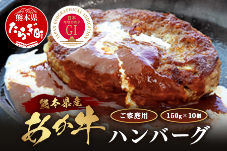 年内発送【GI認証】くまもと あか牛 ハンバーグ《ご家庭用》150g×10個 あか牛100％ 赤身 冷凍 熊本県産 あかうし はんばーぐ 惣菜 おかず 和牛 牛肉 オオツカ 073-0409