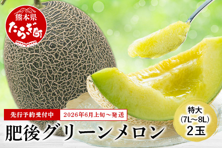 【2026年6月上旬から順次発送 先行予約】 特大 肥後グリーンメロン 2玉 約5.4kg以上 【 果物 フルーツ グリーンメロン 先行予約 5.4kg 青肉 期間限定 数量限定 熊本県 多良木町 】 101-0002