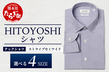 HITOYOSHI テックシャツ 長袖 ストライプ セミワイド  【サイズ：L】 イージーケア 年間素材 速乾 軽量 日本製 HITOYOSHI シャツ クールマックス 紳士用  110-0803-L L