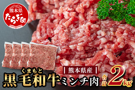 【大容量】熊本県産 黒毛和牛 ミンチ 2kg ( 500g ×4 ) 本場 熊本県 黒毛 和牛 ブランド 牛 肉 上質 くまもと 113-0505 2kg