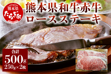 [ステーキ] 熊本県産 赤牛 ロースステーキ 2枚 計500g [ 和牛 ロース 牛肉 冷凍 ステーキ ]