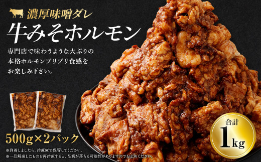牛みそホルモン 500g×2パック 計1kg 牛 肉 味噌 ホルモン