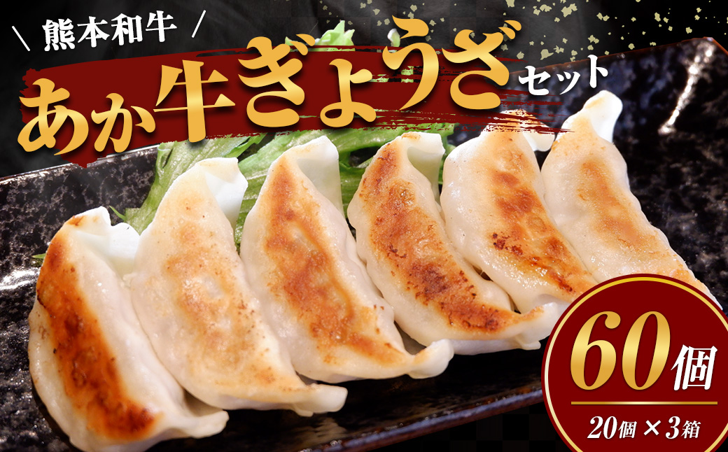 熊本和牛 あか牛 ぎょうざ 60個 （あか牛ぎょうざ 20個入り×3箱）