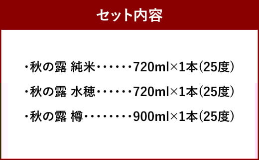 球磨 焼酎 「秋の露」三酒 飲み比べ セット さけ 米焼酎 熊本 人吉