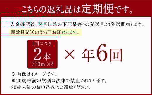 【年6回定期便】 限定川辺 720ml 2本セット 本格 純米 焼酎 25度 お酒