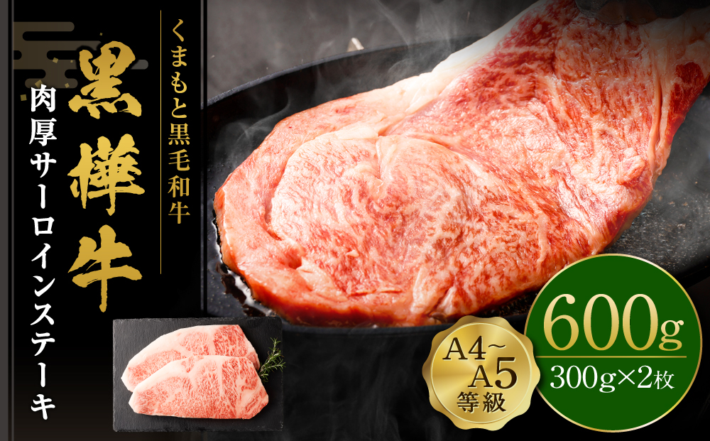 くまもと黒毛和牛 杉本本店 黒樺牛 A4~A5等級 肉厚サーロインステーキ 300g×2 計600g