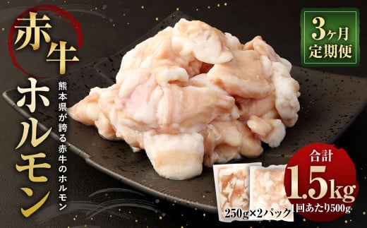 【3ヶ月定期便】赤牛ホルモン 500g (250g×2パック)×3回 合計1.5kg
