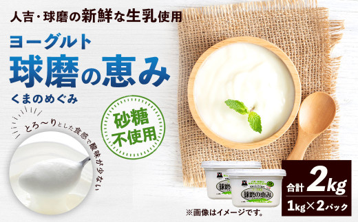 球磨の恵み ヨーグルト (砂糖不使用) 合計 2kg (1kg×2パック) 乳製品 生乳 朝食 おやつ 相良村