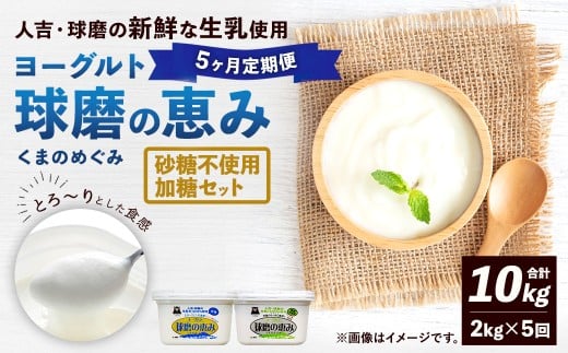 【定期便5回】球磨の恵みヨーグルト（加糖、砂糖不使用） 各1kg 計2パック