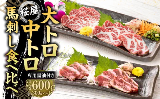 【桜屋】 大トロ中トロ馬刺し 食べ比べ 計600g