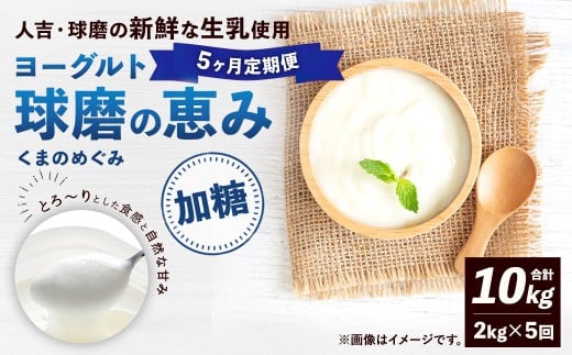 【定期便5回】球磨の恵みヨーグルト（加糖） 2kg（1kg×2パック）