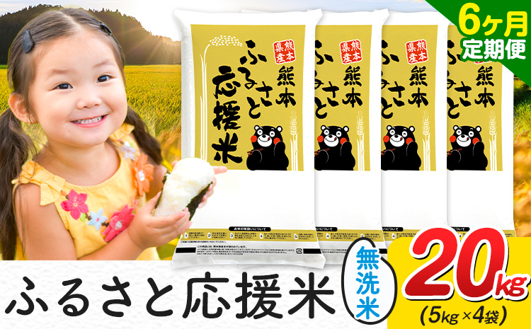 【6ヶ月定期便】米 無洗米 家庭用 熊本 ふるさと応援 定期便 米 20kg《お申込み翌月から出荷》 熊本県産 白米 精米 山江村 ブレンド米 国産 おうちご飯 予約 返礼品 発送 配送 SDGs わけあり むせんまい お米 おこめ---ym_youenmimtei_20kg_273000_mo6---