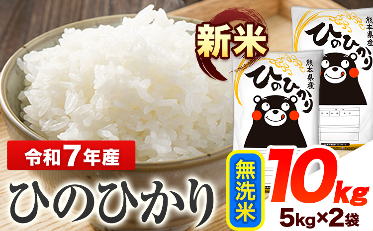 令和7年産 ひのひかり 新米 無洗米 10kg 《7-14日以内に出荷予定(土日祝除く)》 熊本県産 無洗米 精米 ひの 送料無料 熊本県 山江村---ym_hn7_wx_25500_10kg_m---