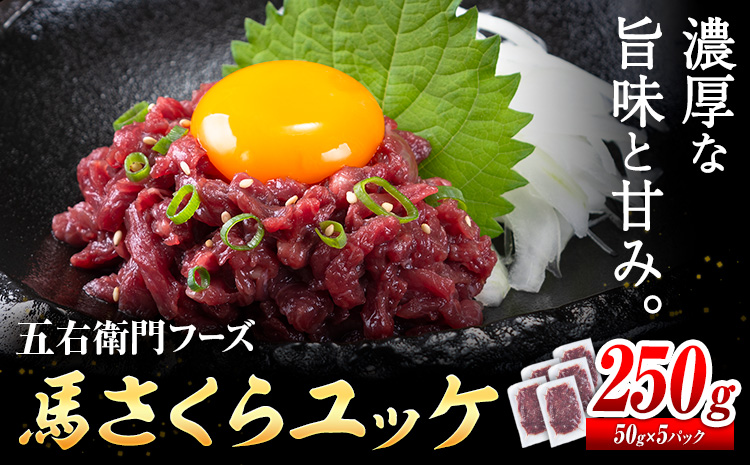 馬肉 馬さくらユッケ 50g × 5パック 250g 五右衛門フーズ 《60日以内に出荷予定(土日祝除く)》 熊本県 球磨郡 山江村 馬肉 肉 国産 馬 さくら ユッケ 小分け 送料無料---sy_fgoeskyk_60d_r7_14000_250g---