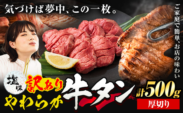 牛タン 厚切り 塩味 500g 500g×1袋 《30日以内に出荷予定(土日祝除く)》牛肉 肉 牛 たん タン 牛たん 焼くだけ 訳あり 焼肉 焼き肉 熊本県 山江村 厚切り BBQ タン下 塩牛タン 冷凍 味付け肉 一番人気 塩味 お取り寄せ---ym_fgyutan_30d_r7_8500_500g_a---st-p