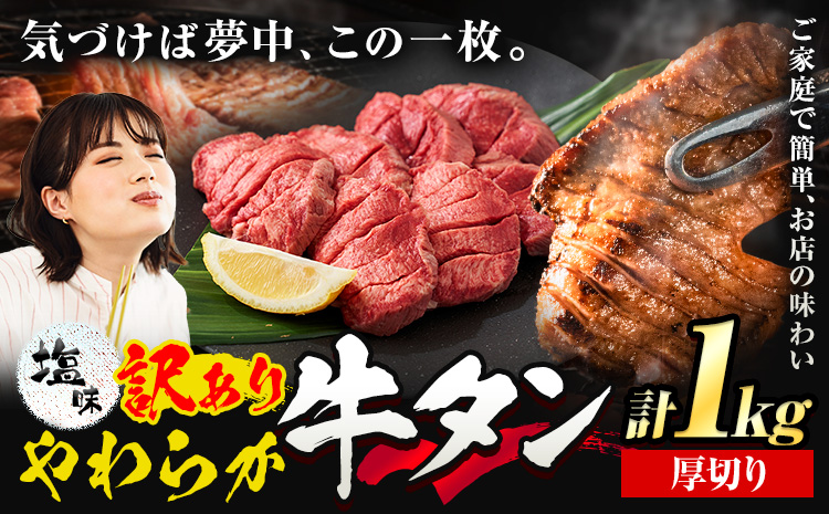 牛タン 厚切り 塩味 1kg 500g×2袋 《30日以内に出荷予定(土日祝除く)》牛肉 肉 牛 たん タン 牛たん 焼くだけ 訳あり 焼肉 焼き肉 熊本県 山江村 厚切り BBQ タン下 塩牛タン 冷凍 味付け肉 一番人気 塩味 お取り寄せ---ym_fgyutan_30d_r7_15000_1kg_a---