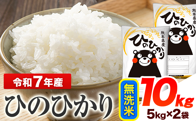 令和7年産 ひのひかり  無洗米 10kg 《7-14日以内に出荷予定(土日祝除く)》 熊本県産 無洗米 精米 ひの 送料無料 熊本県 山江村---ym_hn7_wx_22000_10kg_m---