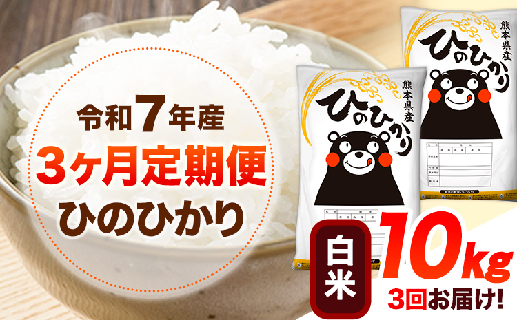 令和7年産【3ヶ月定期便】 白米 ひのひかり 10kg 《お申込み翌月から出荷》 熊本県産 白米 精米 ひの 送料無料 熊本県 山江村 SDGs 米 コメ こめ 国産---hn7tei_76500_10kg_mo3_ym_h---