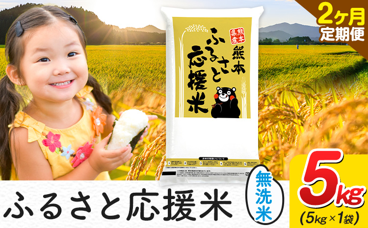 米 無洗米 熊本 ふるさと応援 米 【2ヶ月定期便】 5kg 《お申し込み月の翌月から出荷開始》 熊本県産 白米 精米 山江村 ブレンド米 備蓄 国産 おうちご飯 返礼品 発送 配送 SDGs わけあり むせんまい お米 おこめ 家庭用---ym_youenmimtei_5kg_27000_mo2---