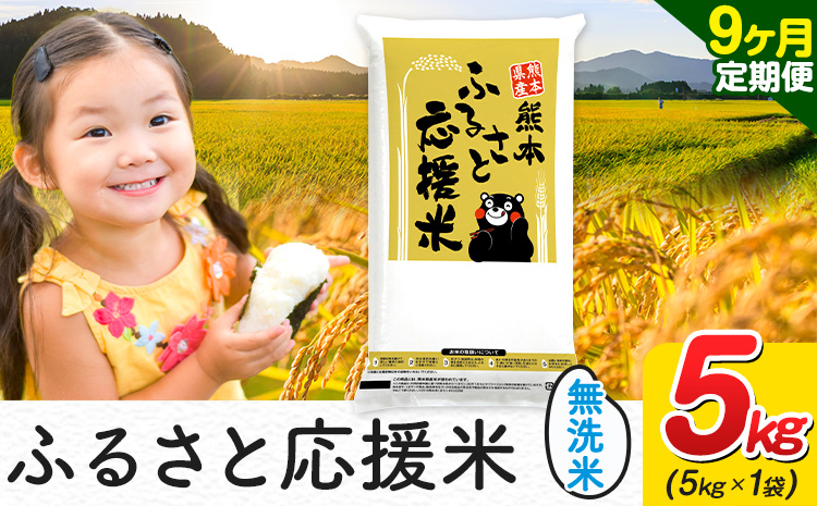 米 無洗米 熊本 ふるさと応援 米 【9ヶ月定期便】 5kg 《お申し込み月の翌月から出荷開始》 熊本県産 白米 精米 山江村 ブレンド米 備蓄 国産 おうちご飯 返礼品 発送 配送 SDGs わけあり むせんまい お米 おこめ 家庭用---ym_youenmimtei_5kg_121500_mo9---