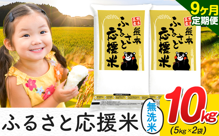 米 無洗米 熊本 ふるさと応援 米 【9ヶ月定期便】 10kg 《お申し込み月の翌月から出荷開始》 熊本県産 白米 精米 山江村 ブレンド米 備蓄 国産 おうちご飯 返礼品 発送 配送 SDGs わけあり むせんまい お米 おこめ 家庭用---ym_youenmimtei_10kg_211500_mo9---