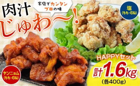 FKP9-348　唐揚げHAPPYセット（塩・ヤンニョム）1.6キロ