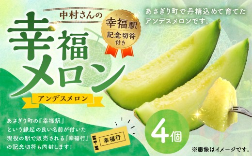 中村さんの幸福メロン（アンデスメロン）4個 メロン 果物 フルーツ 常温 熊本県 あさぎり町 【2026年4月下旬～5月上旬まで発送予定】