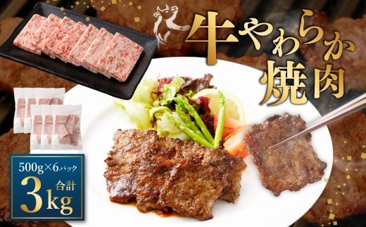 牛やわらか焼肉 500g×6パック 計3kg