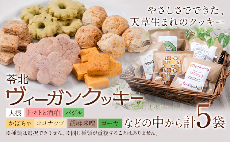 苓北 ヴィーガンクッキー 5袋 セット 洋菓子店Hana《30日以内に出荷予定(土日祝除く)》 熊本県 苓北町 送料無料 菓子 クッキー 卵 乳製品不使用 天草 熊本 送料無料 ビーガン---reihoku_yhn_1_5syu---