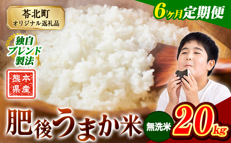【6ヶ月定期便】米 熊本県産 肥後うまか米 20kg 熊本県産 ふるさと納税 無洗米 精米 こめ ふるさとのうぜい コメ お米 おこめ ブレンド米《お申込み翌月から出荷》---reihoku_loc_259_mo6---