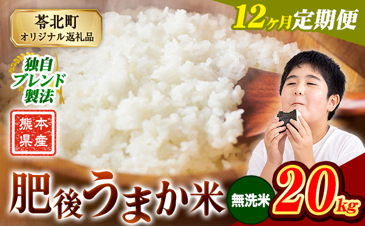 【12ヶ月定期便】米 熊本県産 肥後うまか米 20kg 熊本県産 ふるさと納税 無洗米 精米 こめ ふるさとのうぜい コメ お米 おこめ ブレンド米《お申込み翌月から出荷》---reihoku_loc_275_mo12---