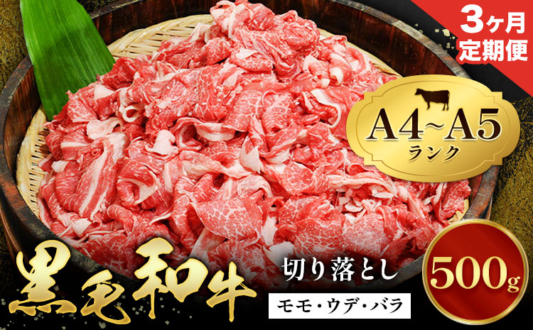 【3ヶ月定期便】牛肉 黒毛和牛 切り落とし 小分け 500g A4 A5 田中畜産 《お申込み月の翌月から出荷》 熊本県 苓北町 ミシュラン ビブグルマン 国産 肉 黒毛 和牛 赤身 カレー 肉じゃが 牛丼 煮込み 便利 使い勝手抜群 天草 産地直送---reihoku_tnt_7_500gmo3---