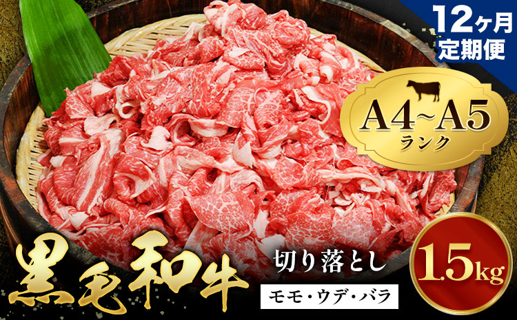 【12ヶ月定期便】牛肉 黒毛和牛 切り落とし 小分け 1.5kg A4 A5 田中畜産 《お申込み月の翌月から出荷》 熊本県 苓北町 ミシュラン ビブグルマン 国産 肉 黒毛 和牛 赤身 カレー 肉じゃが 牛丼 煮込み 便利 使い勝手抜群 天草 産地直送---reihoku_tnt_13_1500gmo12---