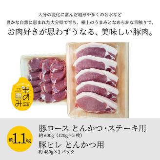 米の恵み　ロース・ヒレ・とんかつ食べ尽しセット　約1.1kg